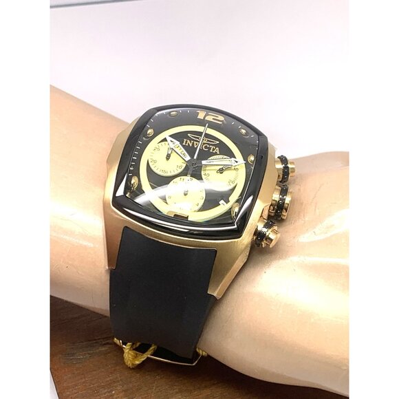 Invicta Men's Watch 10067 Lupah Quartz Chronograph Gold Black Rubber Strap 48mm - Picture 6 of 15